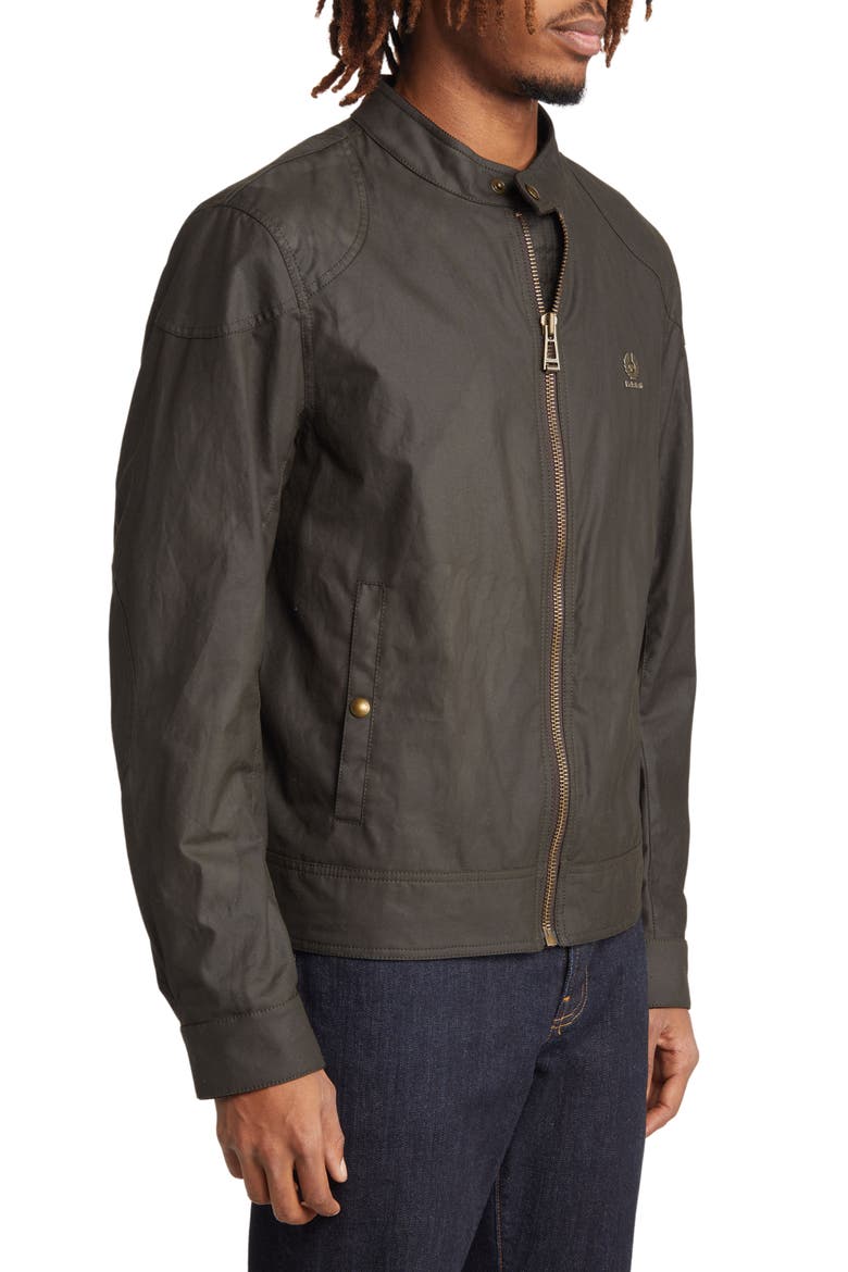 Kelland Water Repellent Waxed Cotton Café Racer Jacket, Alternate, color, FADED OLIVE