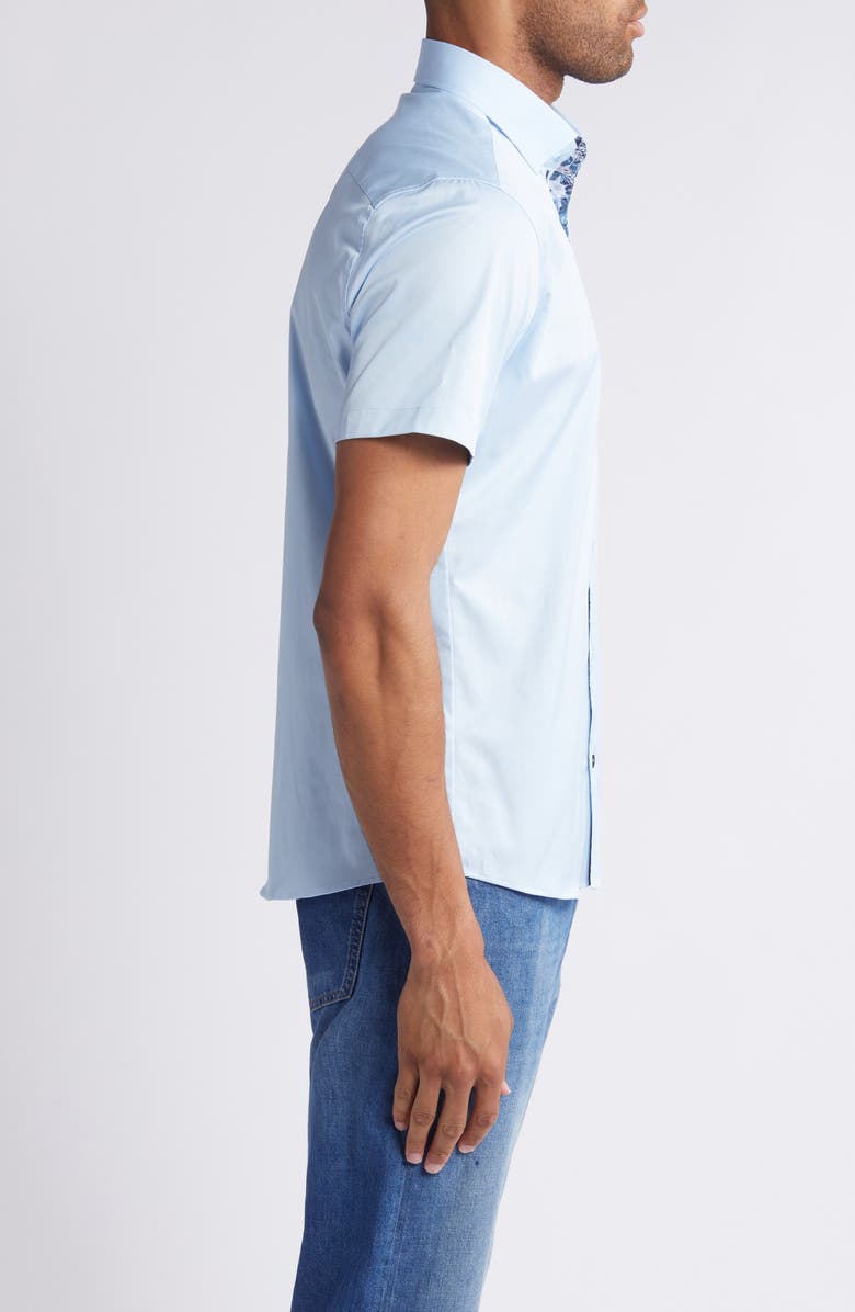 Stone Rose Solid Twill Short Sleeve Performance Button-Up Shirt, Alternate, color,