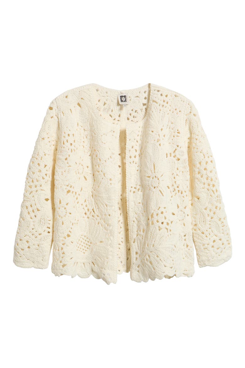 Openwork Floral Cotton Cardigan, Main, color, WHITE DOVE