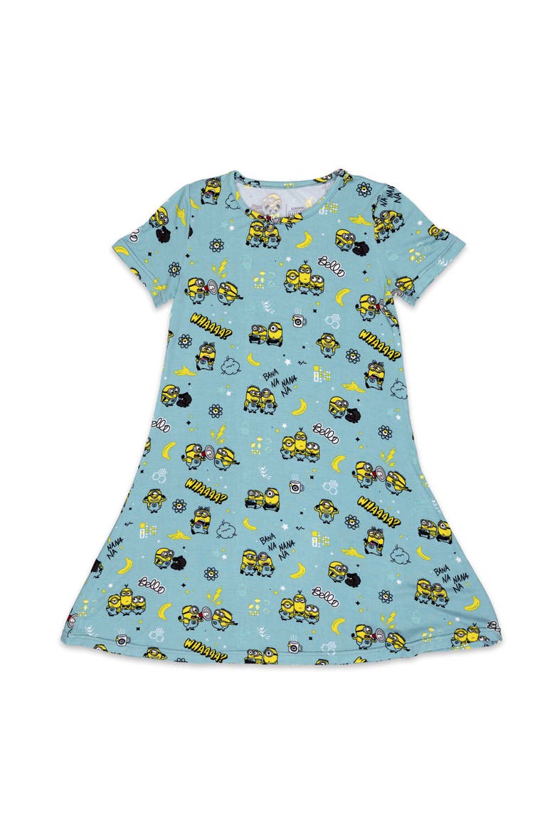 Kids' Minions Bello Banana Short Sleeve Dress, Main, color, Minions Bello Banana