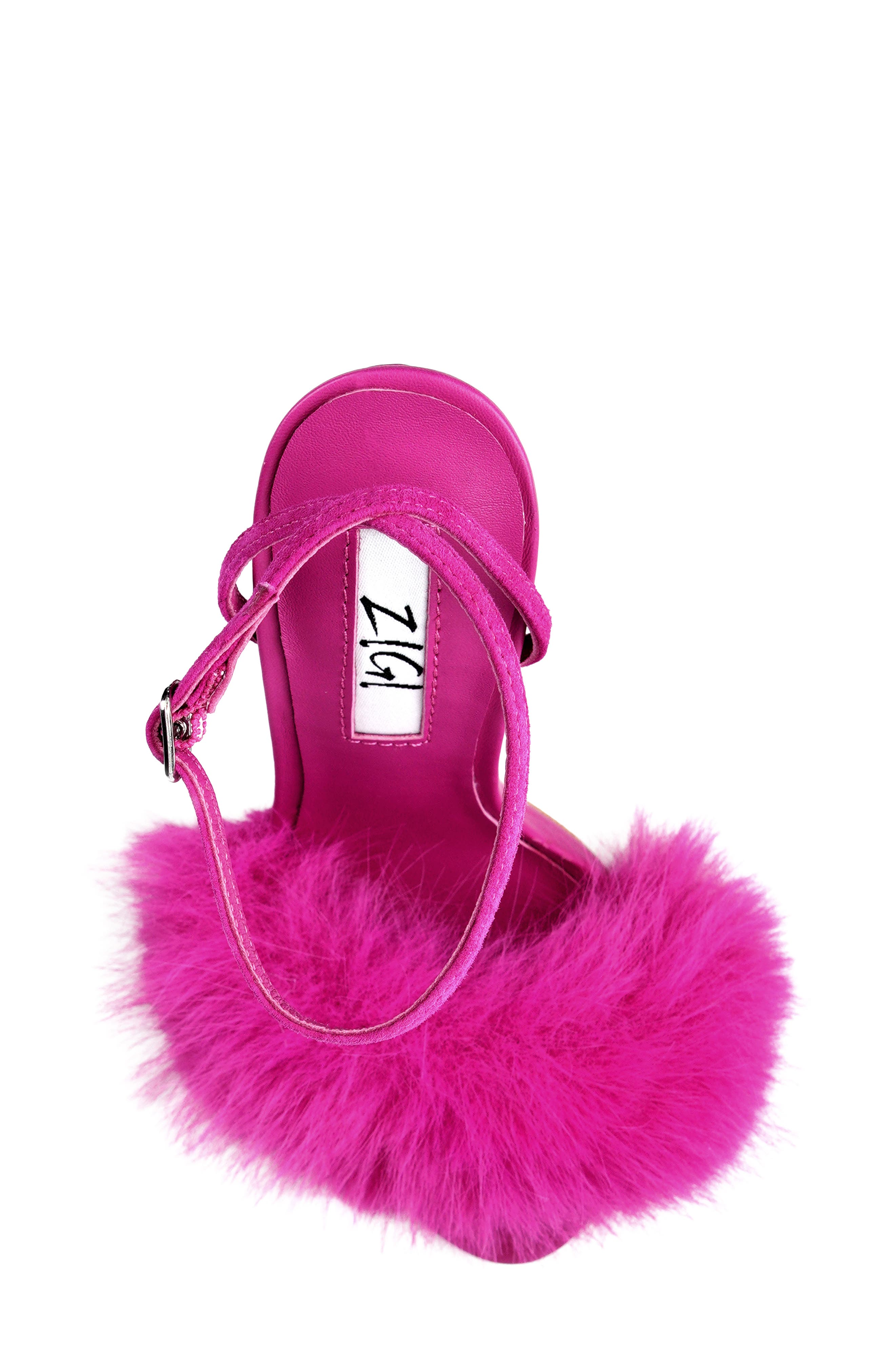 Sharrise Faux Fur Sandal, Alternate, color, ORCSE