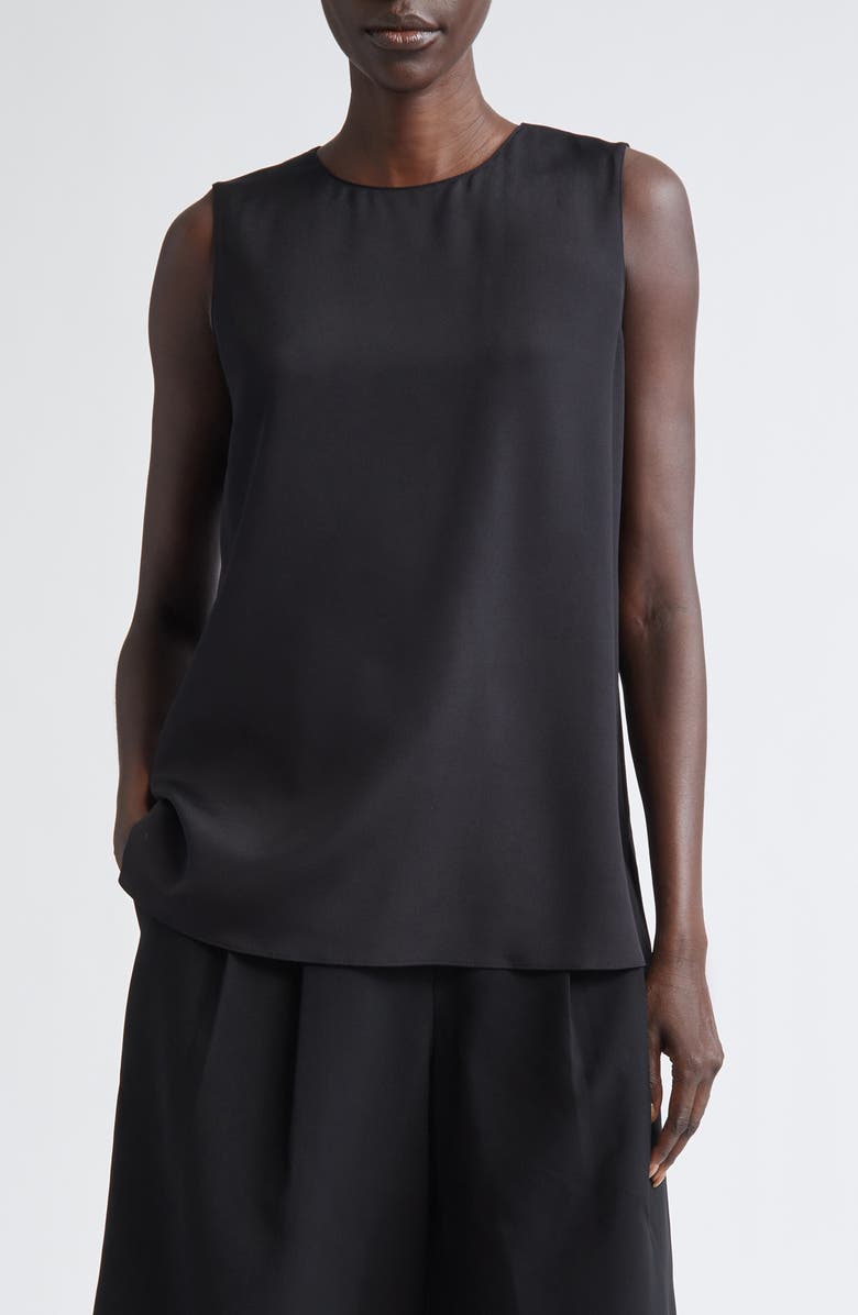 Lafayette 148 New York Adela Sleeveless Stretch Silk Blouse, Main, color, Black