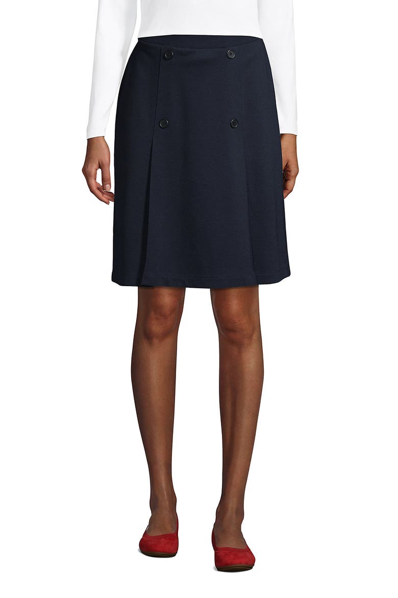 School Uniform  Ponte Button Front Skort, Main, color, Classic Navy