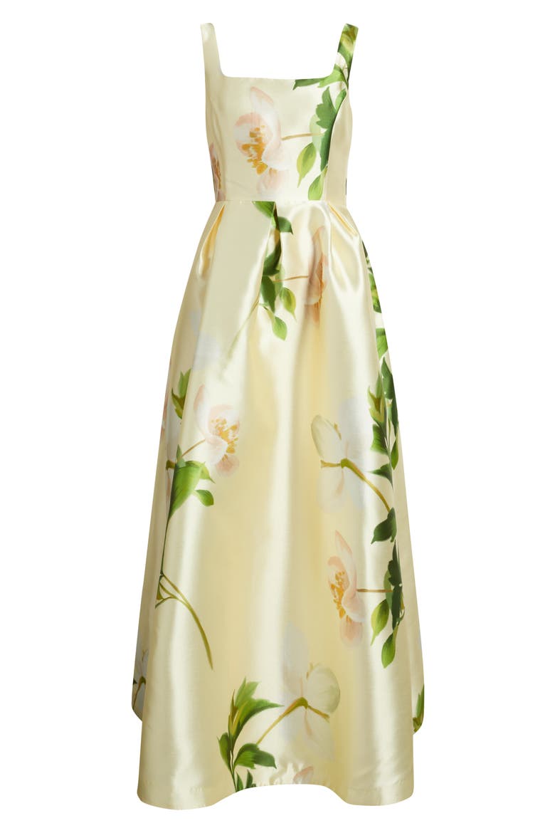 Floral Mikado Fit & Flare Gown, Alternate, color, YELLOW MULTI