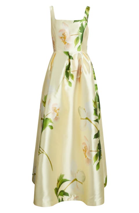 Floral Mikado Fit & Flare Gown
