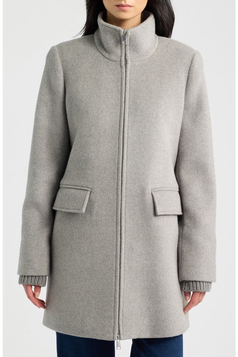 Stand Collar Wool & Cashmere Blend Coat, Alternate, color, LIGHT HEATHER GREY