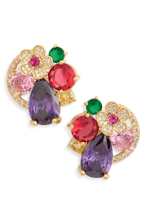 Alexa Multicolor Crystal Flower Stud Earrings