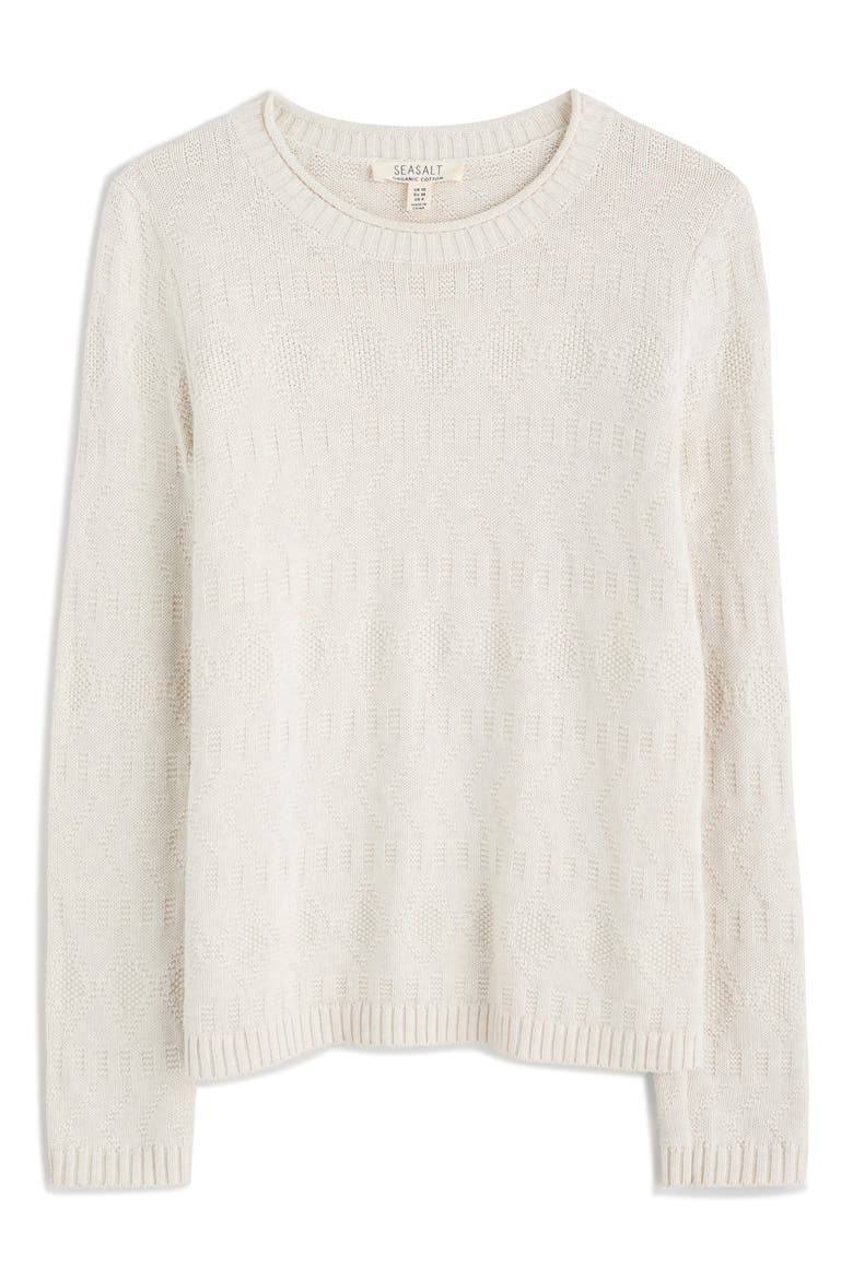 Kinter Organic Cotton Crewneck Sweater, Alternate, color, CHALK