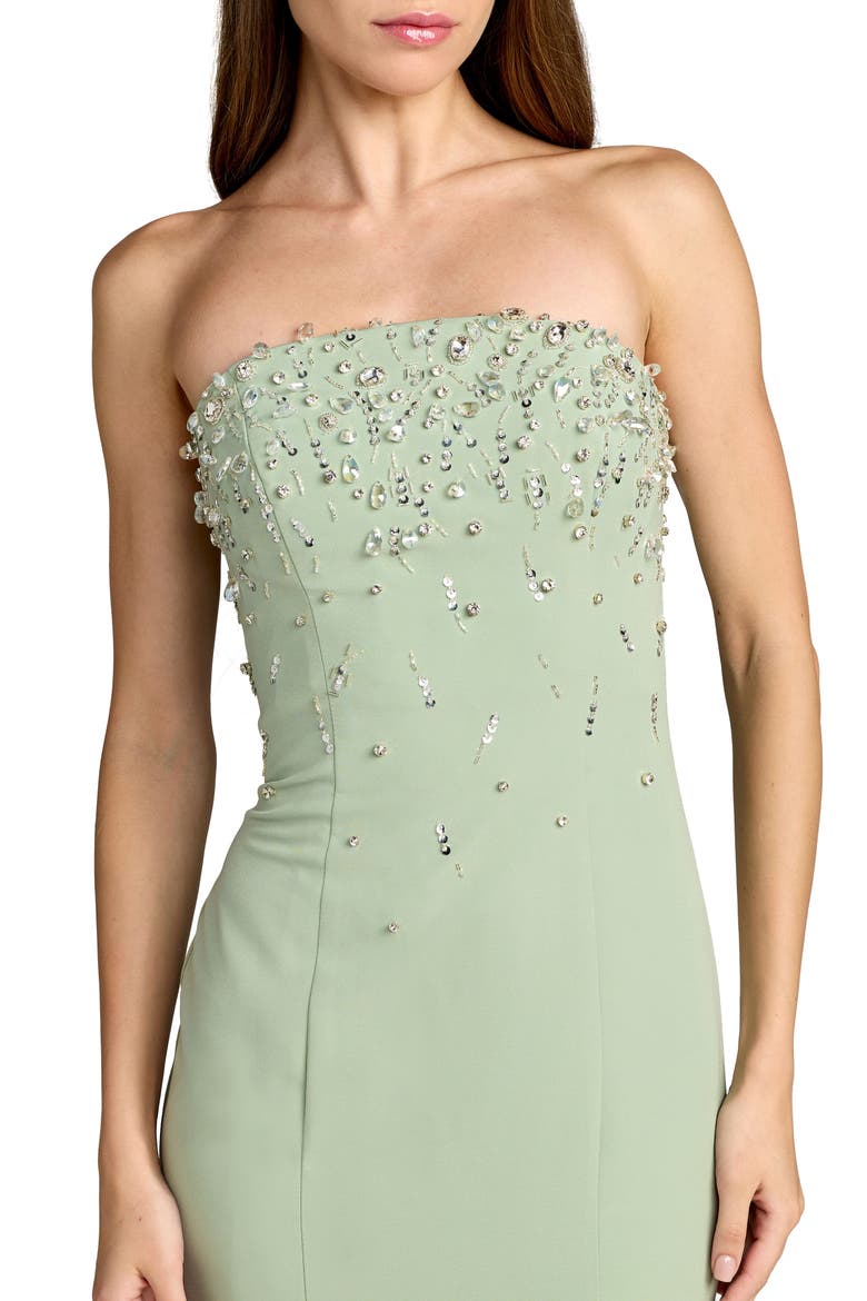 Strapless Embellished Crepe Mermaid Gown, Alternate, color, Sage