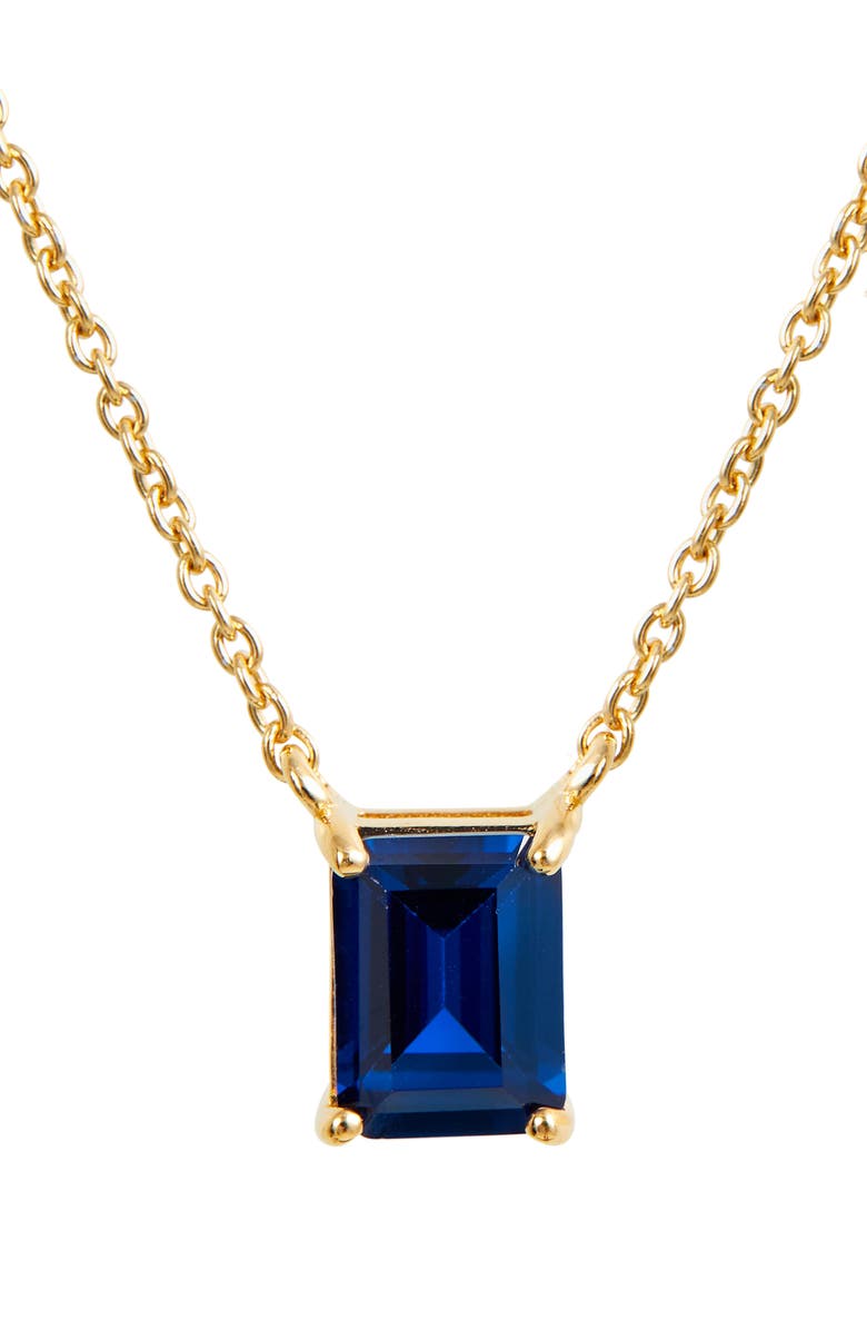 SAVVY CIE JEWELS Vermeil Emerald Cut CZ Birth Stone Box Cut Necklace, Alternate, color, Sapphire - September