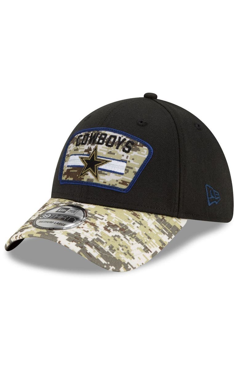 New Era Men's New Era Black/Camo Dallas Cowboys 2021 Salute To Service 39THIRTY Flex Hat, Alternate, color, 
