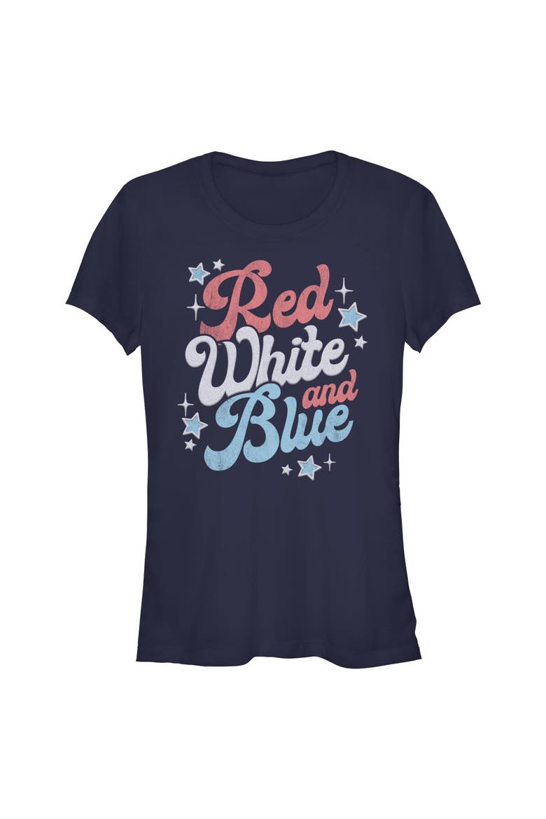 Juniors Lost Gods Red White And Blue Quote T Shirt, Main, color, Navy Blue