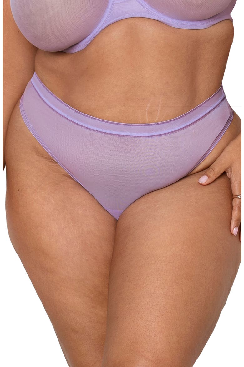 High Cut Mesh Thong, Main, color, LAVENDER LUREX
