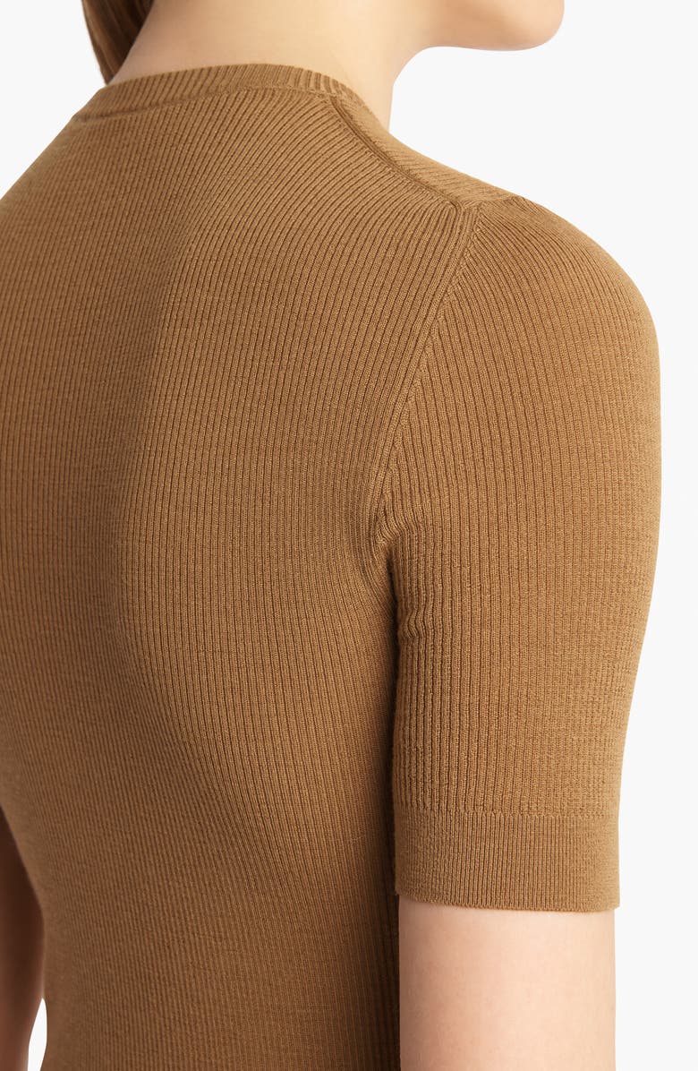 Khaite Celina Merino Wool Blend Rib Sweater, Alternate, color, Maple