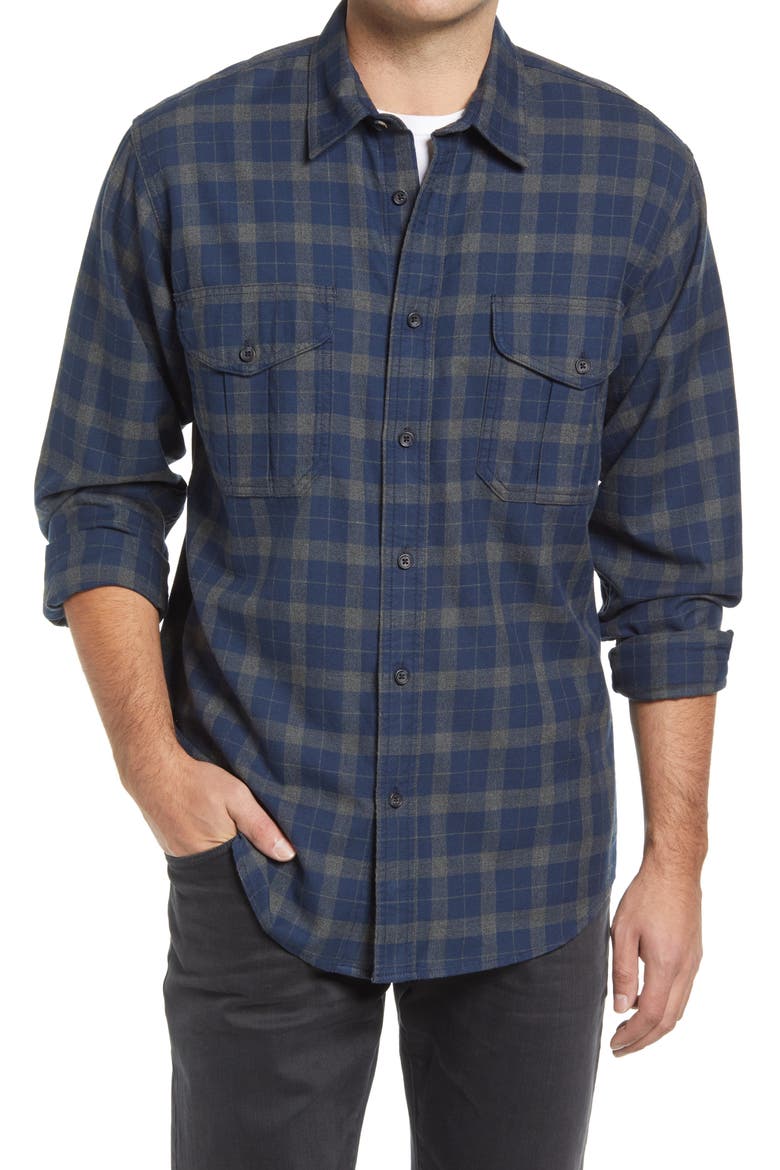 Alaskan Guide Regular Fit Twill Shirt, Main, color, NAVY HEATHER GREY