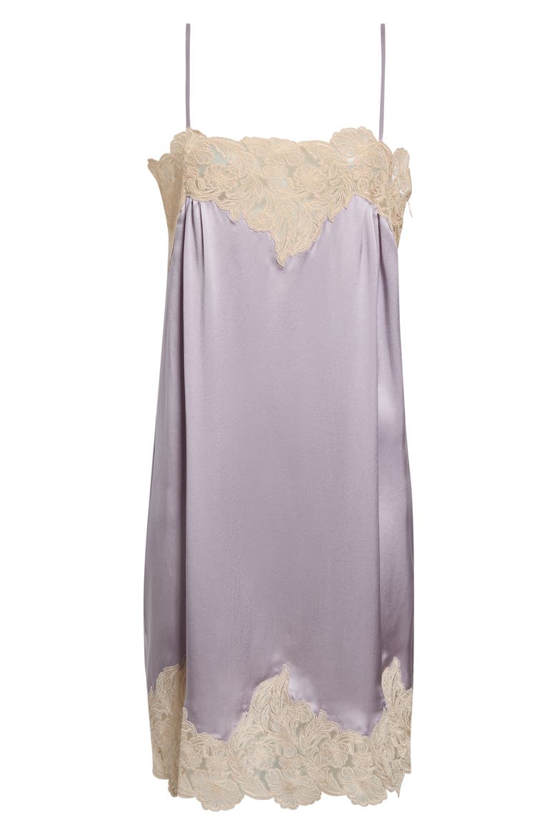 Lace Trim Washed Silk Satin Mini Slipdress, Main, color, SMOKY PURPLE
