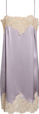 Chloé Lace Trim Washed Silk Satin Mini Slipdress
