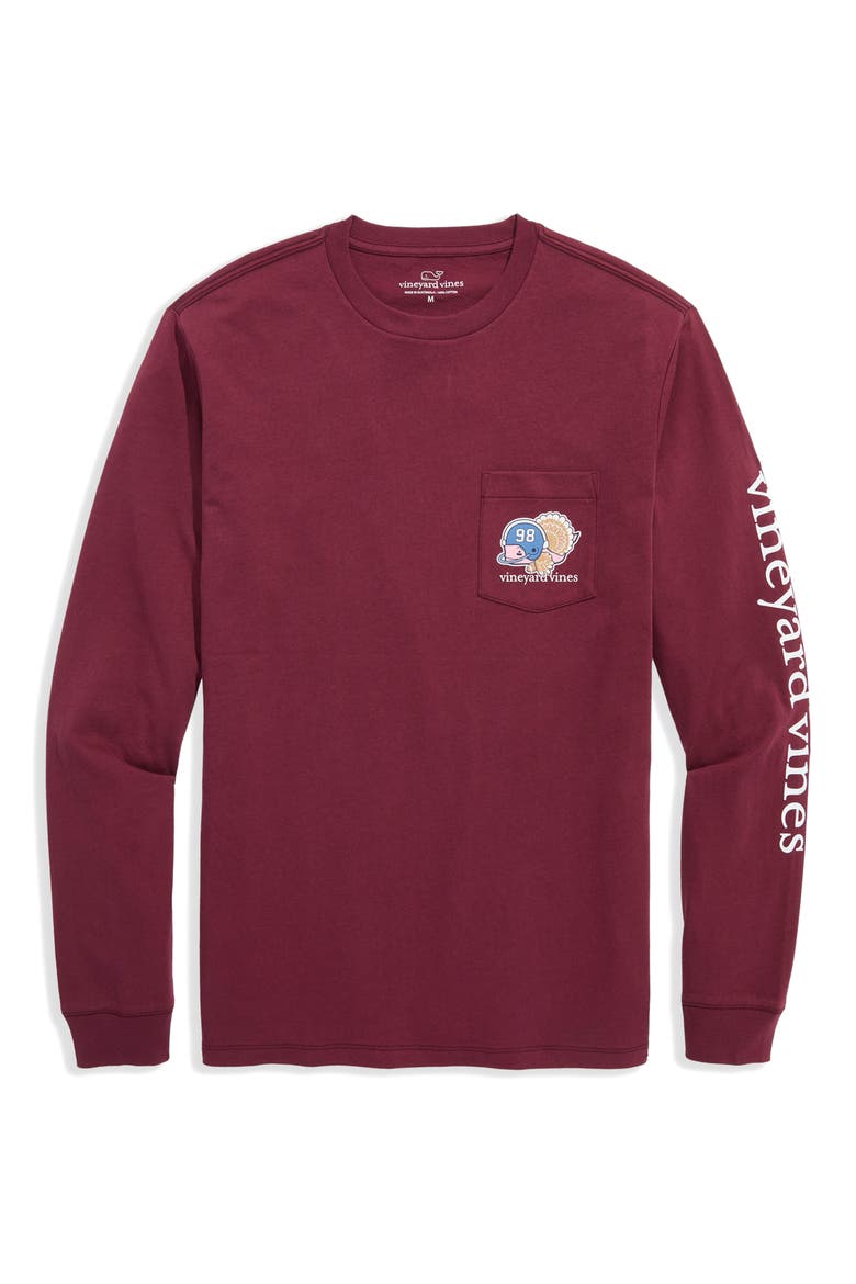 Football Turkey Long Sleeve Cotton Graphic T-Shirt, Alternate, color, CRIMSON