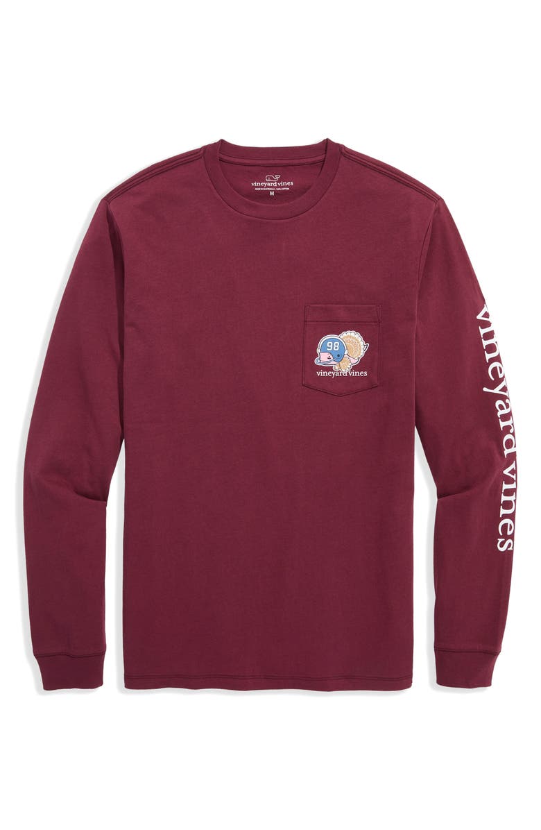vineyard vines Football Turkey Long Sleeve Cotton Graphic T-Shirt, Alternate, color, Crimson