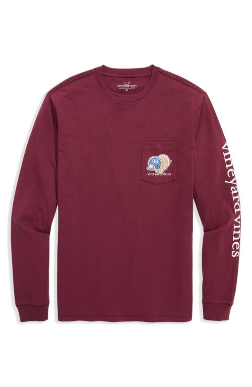 Vineyard Vines Football Turkey Long Sleeve Cotton Graphic T-shirt In Red