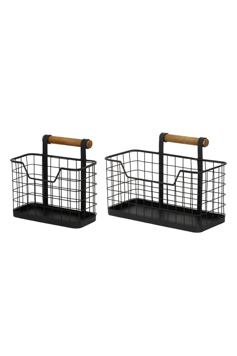 Wire Baskets Set of 2, Main, color, Black