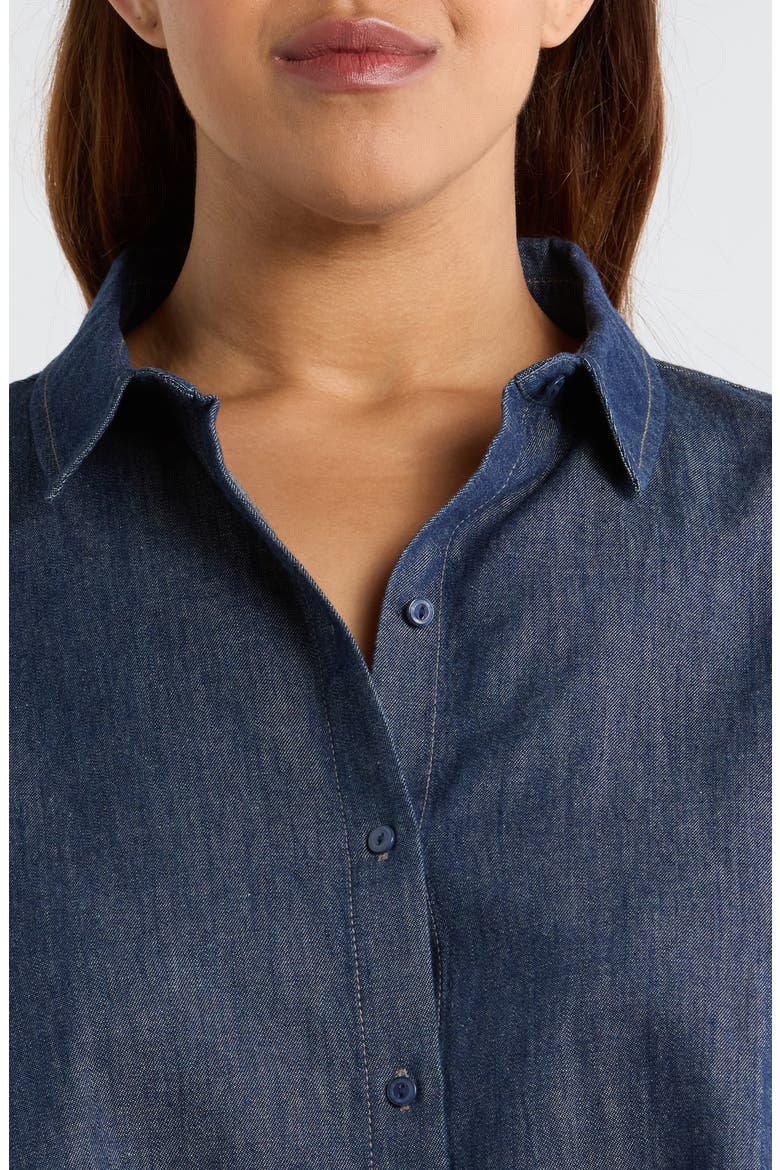 Button Front Denim Shirt, Main, color, DARK INDIGO