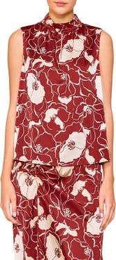 MELLODAY Floral Sleeveless Satin Top