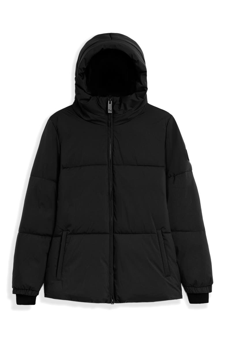 Stacy Water Resistant Hooded Puffer Jacket, Alternate, color, BLACK
