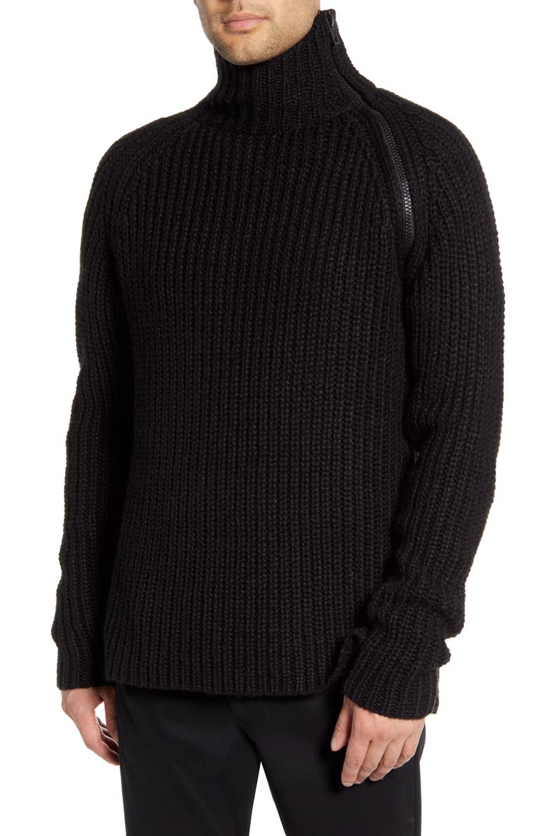 KARL LAGERFELD PARIS Chunky Zip Turtleneck Sweater, Alternate, color, 