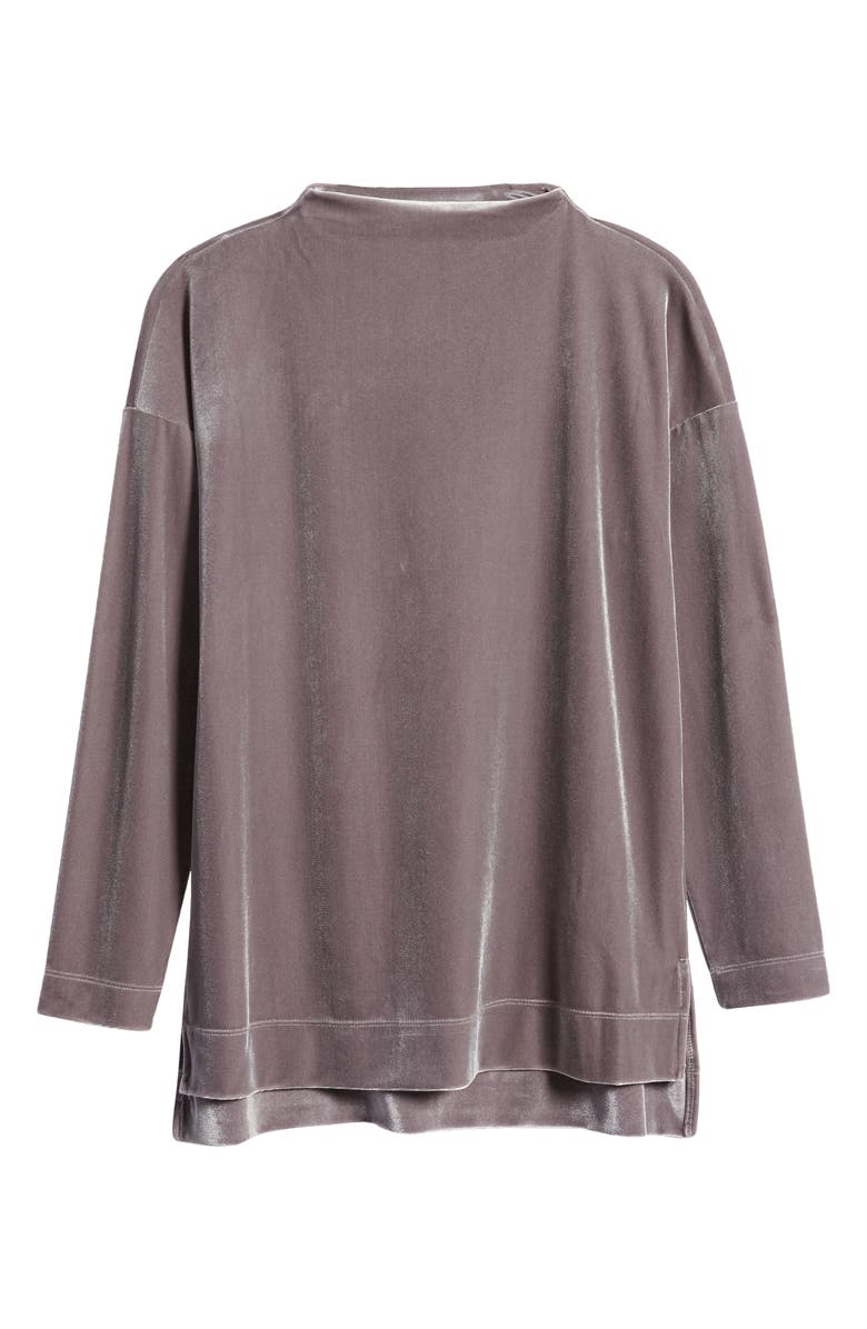 Anne Klein Velour Funnel Neck Pullover, Alternate, color, 