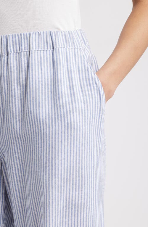 Caslonr Caslon(r) Stripe Wide Leg Linen Blend Pants In Blue- White Harper Stripe