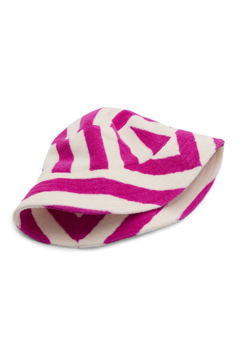 Stripe Terry Cloth Bucket Hat, Alternate, color, FUCHSIA