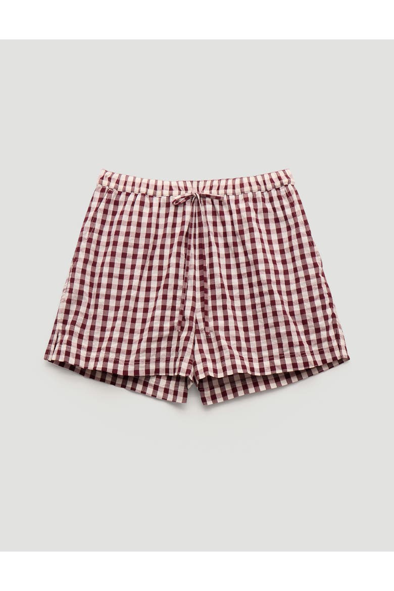 Ernie Gathered Gingham Beach Short, Alternate, color, Maroon Red & White