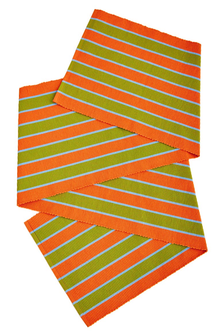 Stripe Cotton Table Runner, Main, color, SAFFRON