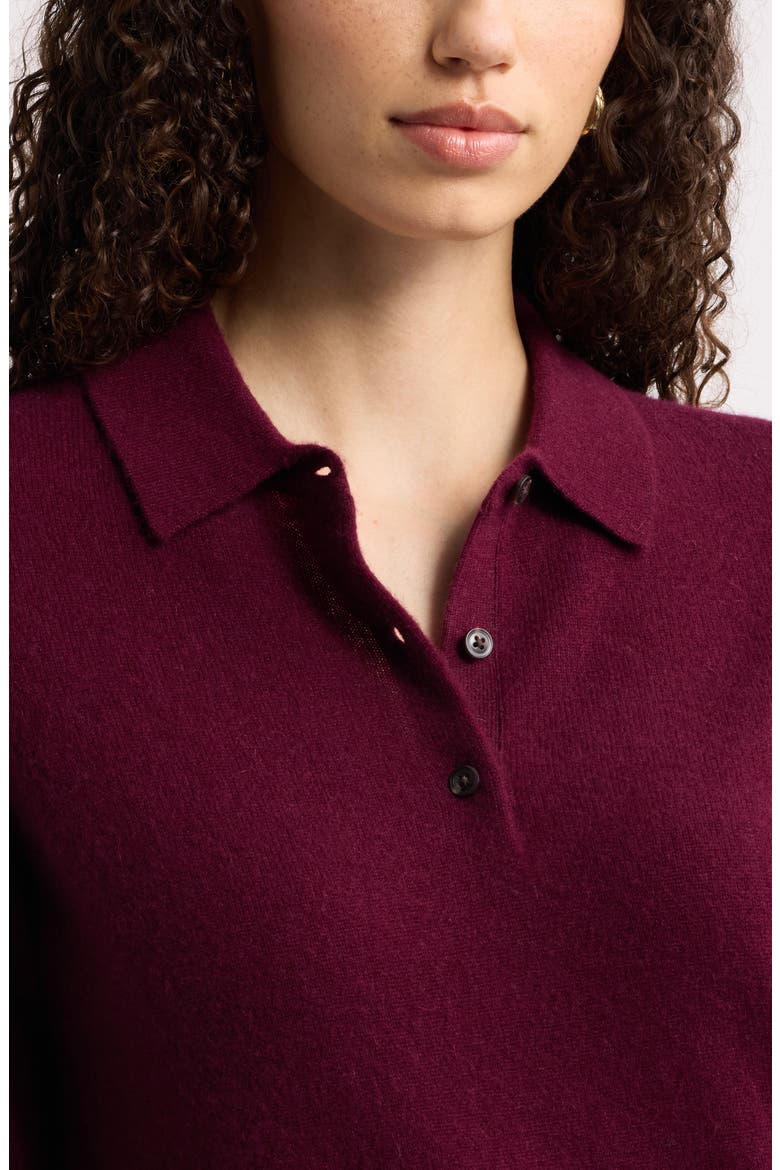 Cashmere Polo Sweater, Alternate, color, BURGUNDY FIELD