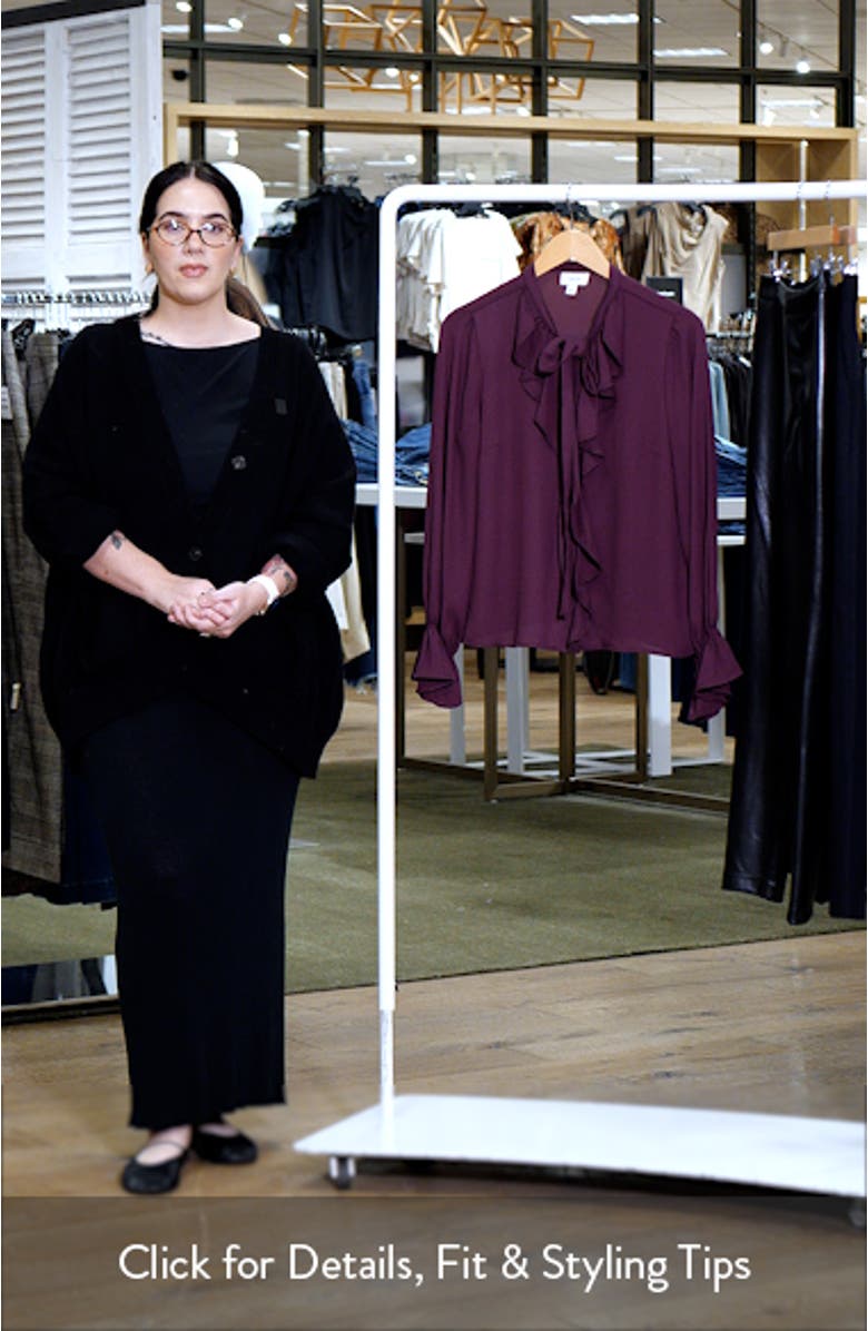 Ruffle Neck Button-Up Georgette Shirt, sales video thumbnail