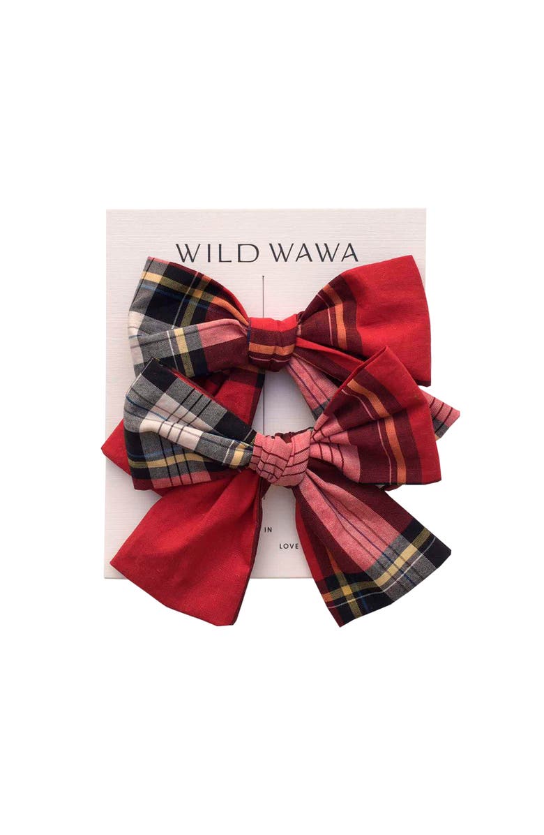 Wild Wawa Clip Set, Main, color, Tartan Red