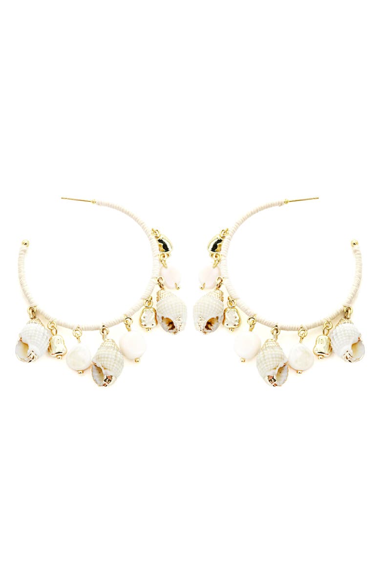 Panacea Shell Hoop Earrings, Main, color, Ivory