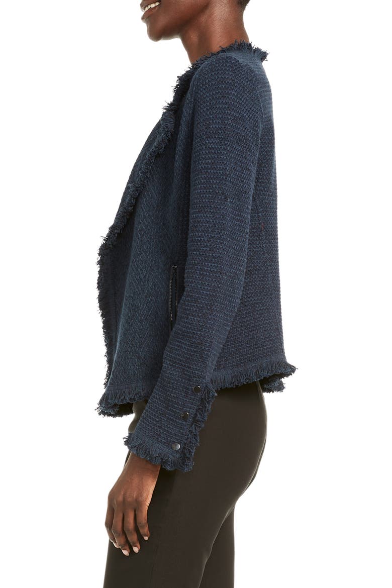 Fringe Mix Knit Jacket, Alternate, color, DARK INDIGO