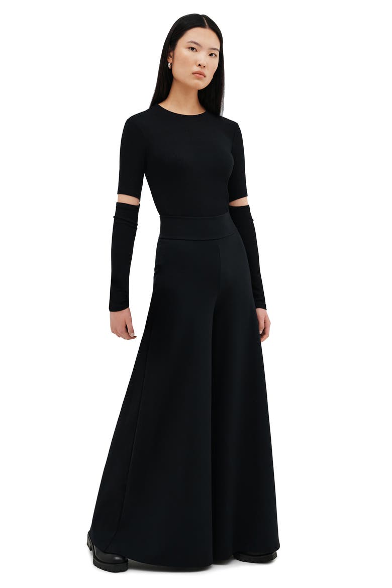 Georgia High Waist Wide Leg Ponte Knit Pants, Alternate, color, BLACK