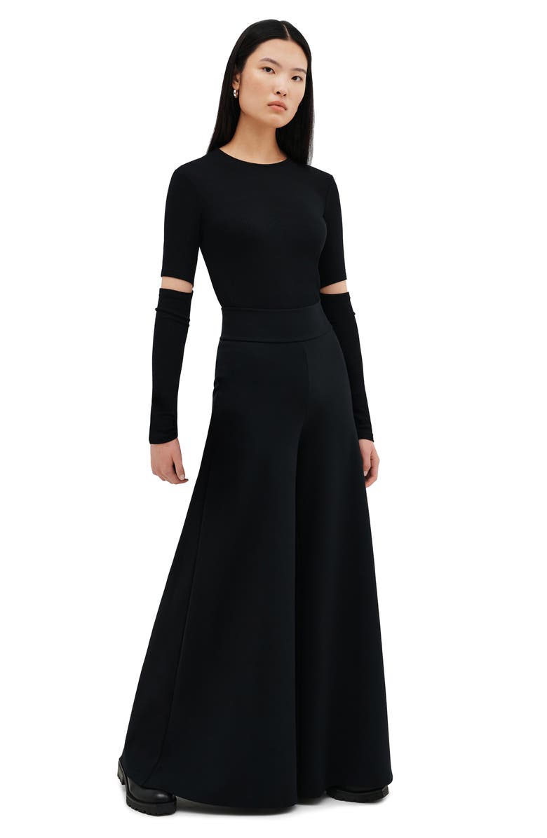 Marcella Georgia High Waist Wide Leg Ponte Knit Pants, Alternate, color, Black