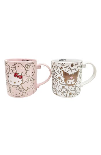 Spectrum X Hello Kitty Kuromi Repeat Set Of 2 Ceramic Mugs In Multi