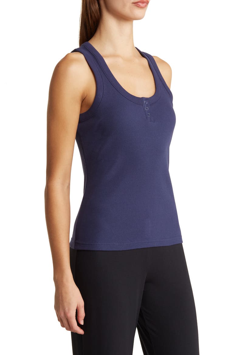 Milla Rib Shelf Bra Henley Tank, Alternate, color, NAVY