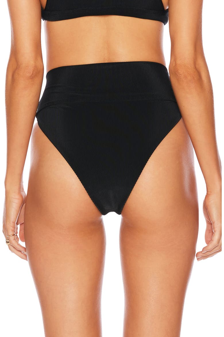 Highway High Waist Bikini Bottoms, Alternate, color, BLACK