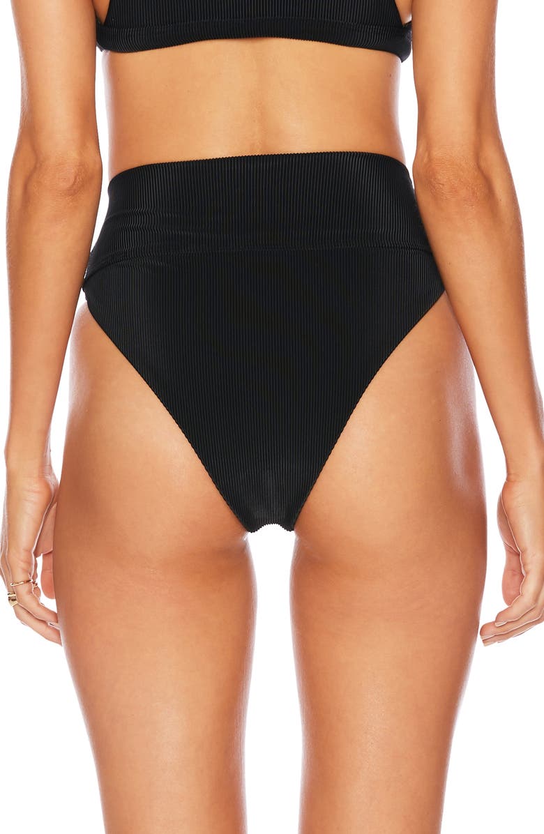 Beach Riot Highway High Waist Bikini Bottoms, Alternate, color, Black