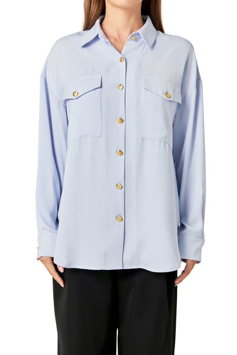 Military Button-Up Shirt, Alternate, color, POWDER BLUE