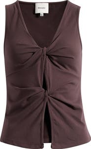 Reformation Tefi Twist Cutout Stretch Organic Cotton Tank