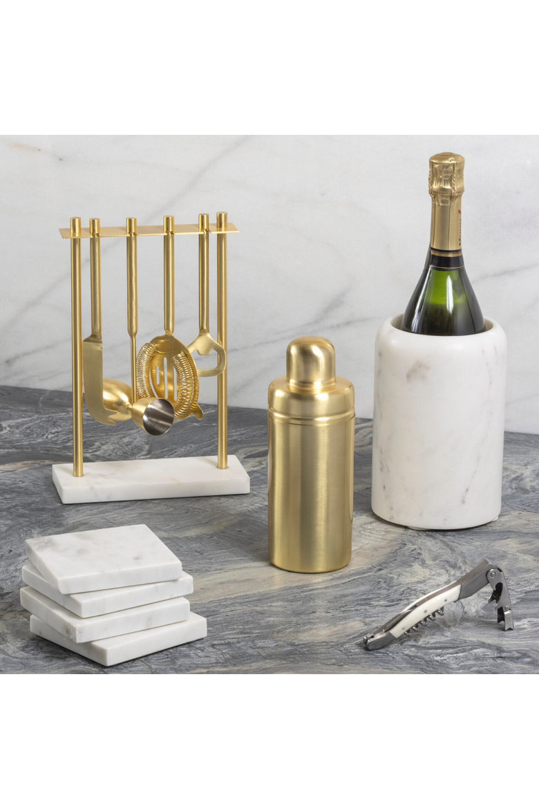 White Marble Square Coasters - Set of 4, Alternate, color, White