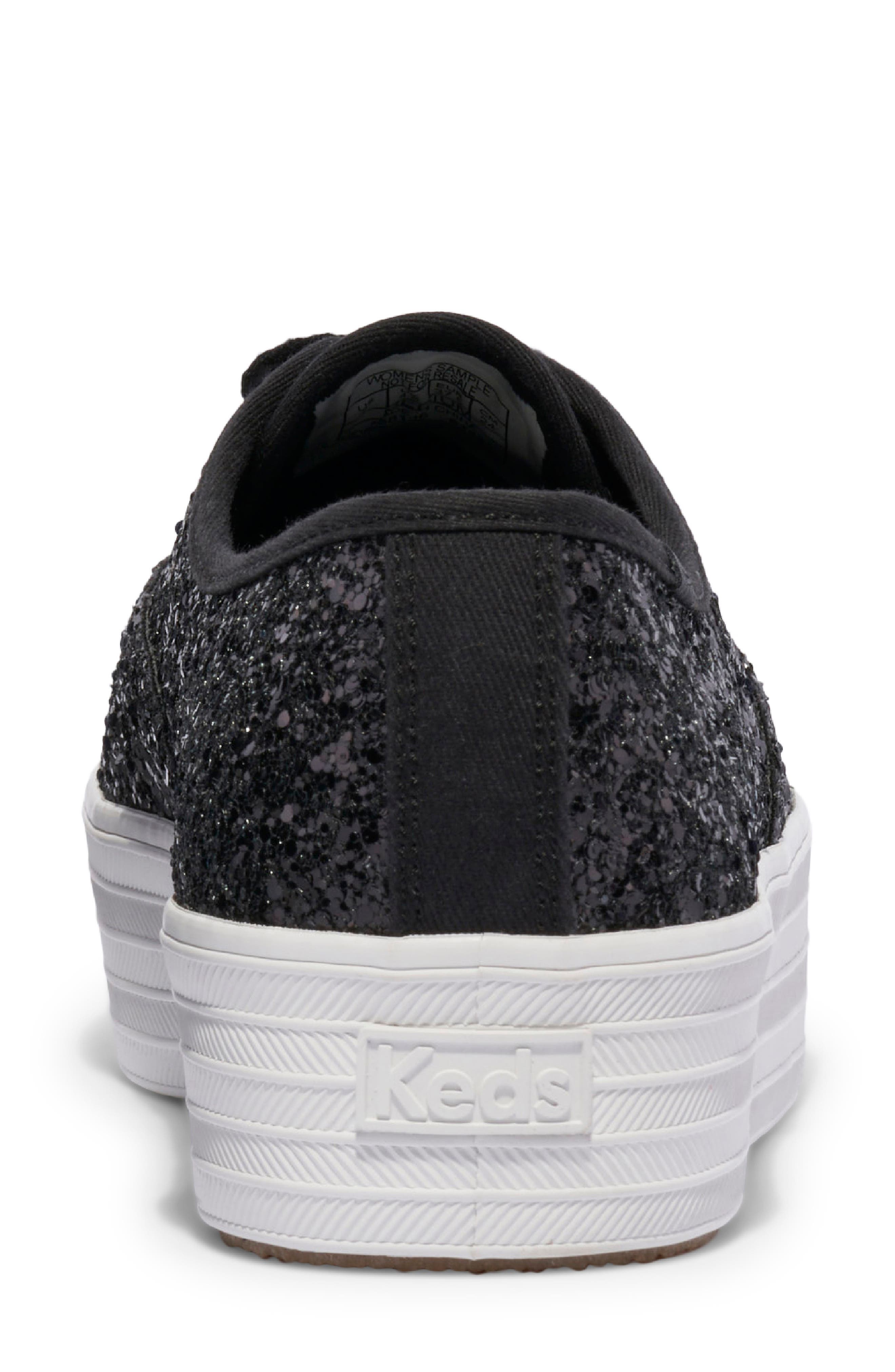 Keds<sup>®</sup> Point Glitter Platform Sneaker, Alternate, color, Black Glitter