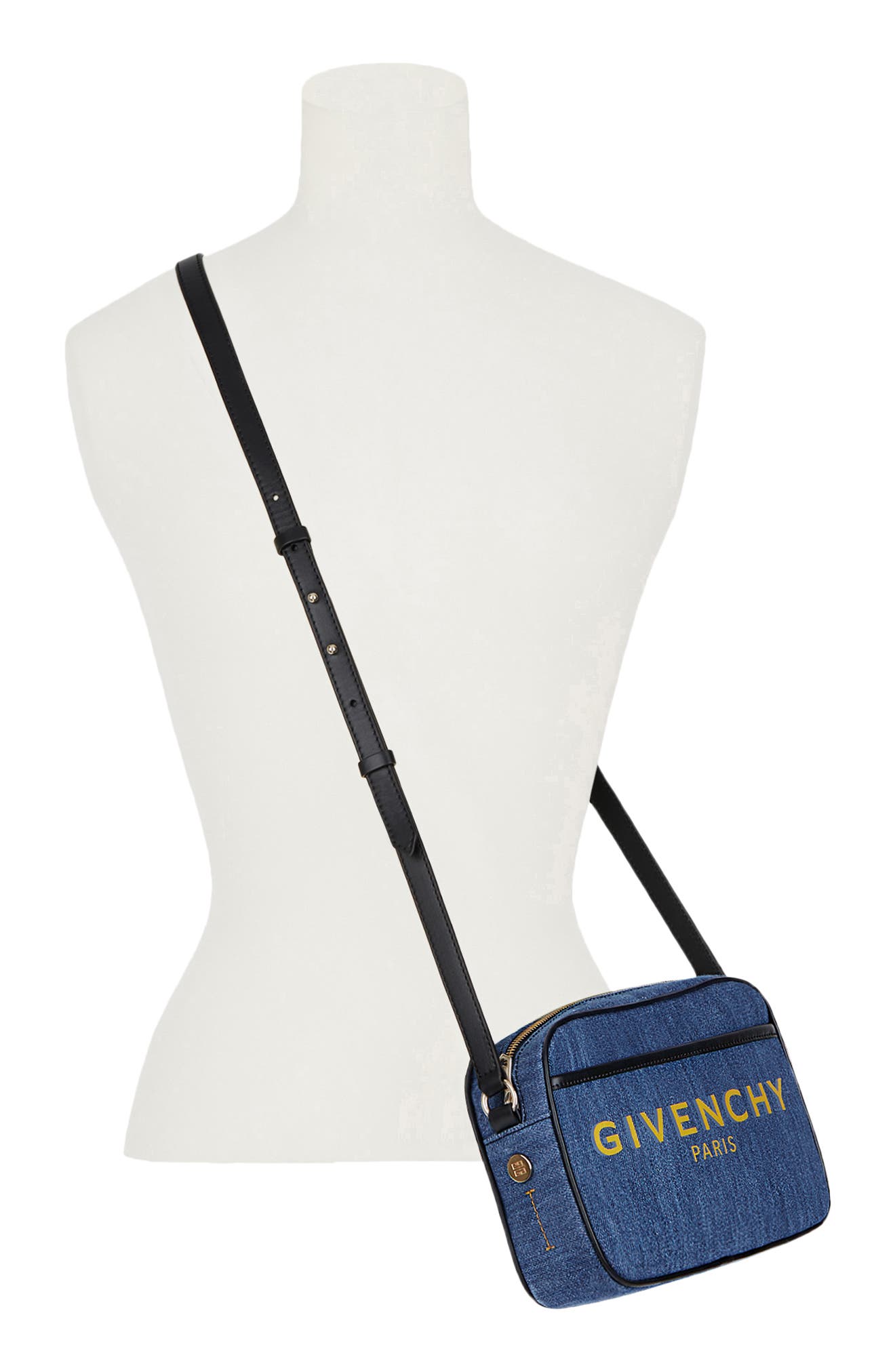 Givenchy Bond Shadow Logo Denim Camera Bag, Alternate, color, 
